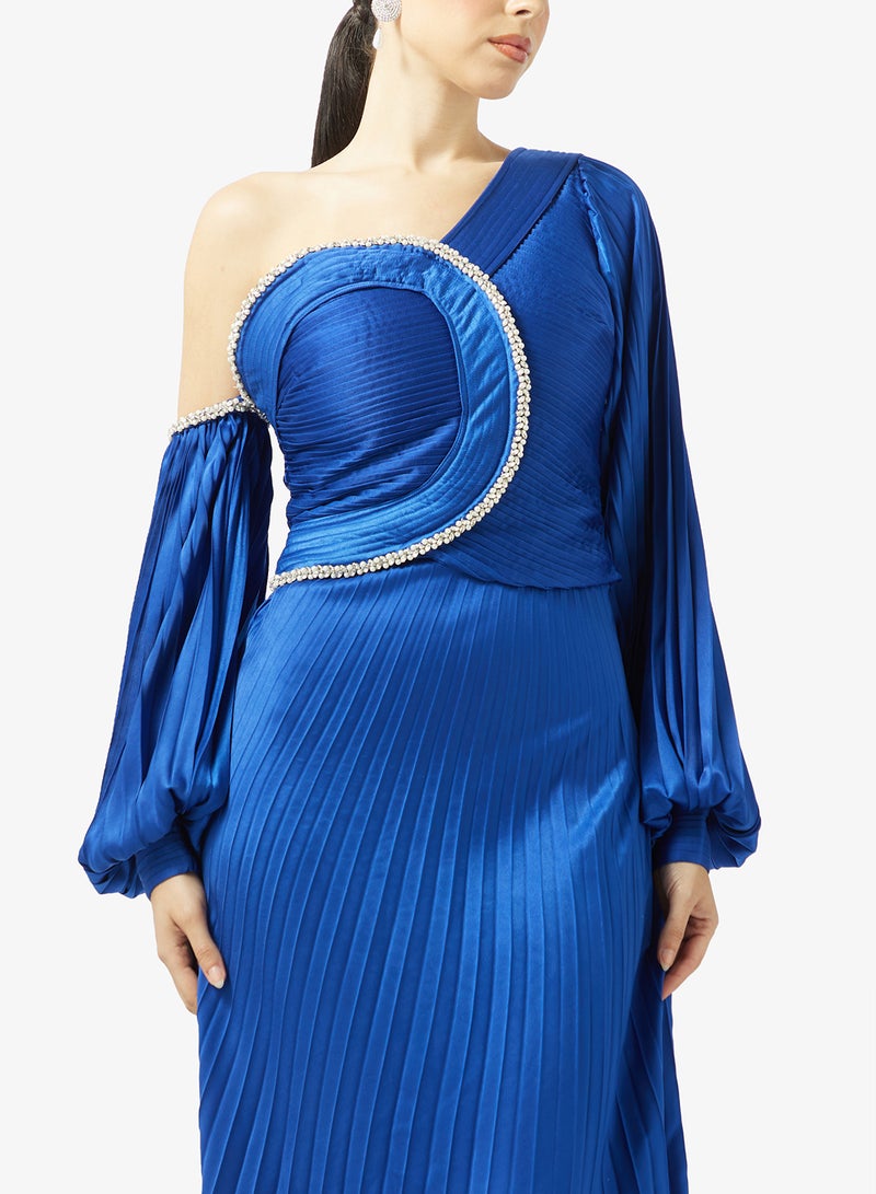 Threadz by Ajooni Cobalt Pleated Dress - Image 3